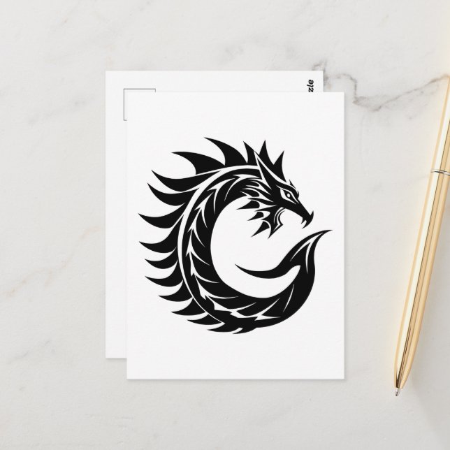 Dragon Styled Letter C, Dragon Alphabet, Monogram Postcard (Front/Back In Situ)