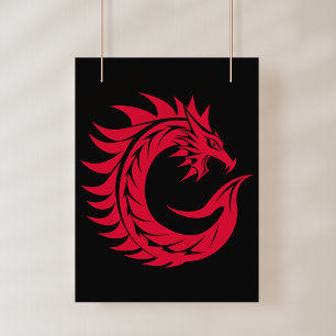 Dragon Styled Letter C, Dragon Alphabet, Monogram Poster