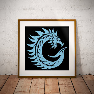 Dragon Styled Letter C, Dragon Alphabet, Monogram Poster