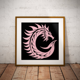 Dragon Styled Letter C, Dragon Alphabet, Monogram Poster