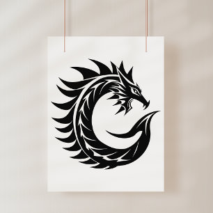 Dragon Styled Letter C, Dragon Alphabet, Monogram Poster