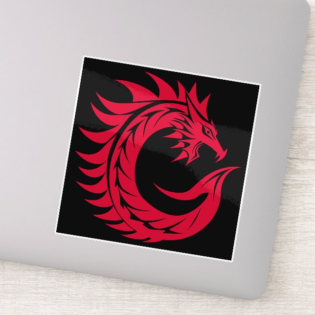 Dragon Styled Letter C, Dragon Alphabet, Monogram Sticker (Detail)