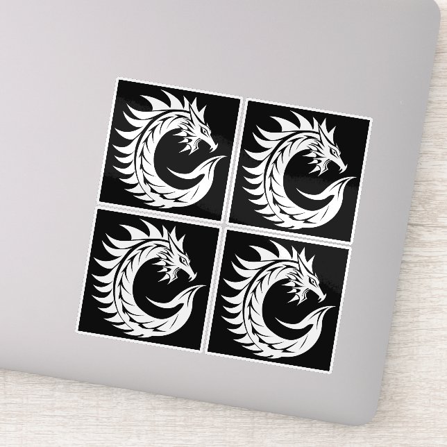 Dragon Styled Letter C, Dragon Alphabet, Monogram Sticker (Detail)