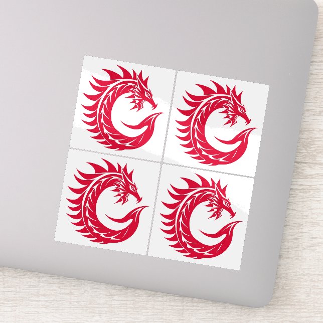 Dragon Styled Letter C, Dragon Alphabet, Monogram Sticker (Detail)