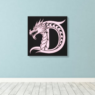 Dragon Styled Letter D, Dragon Alphabet, Monogram Canvas Print