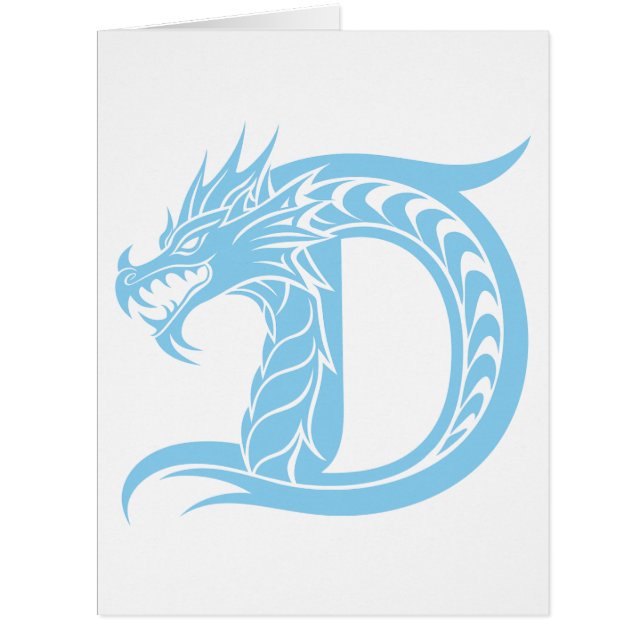 Dragon Styled Letter D, Dragon Alphabet, Monogram Cards (Front)
