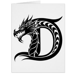 Dragon Styled Letter D, Dragon Alphabet, Monogram Cards