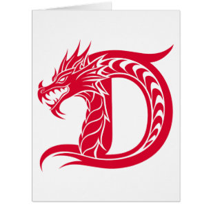 Dragon Styled Letter D, Dragon Alphabet, Monogram Cards