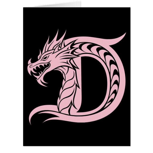 Dragon Styled Letter D, Dragon Alphabet, Monogram Cards (Front)