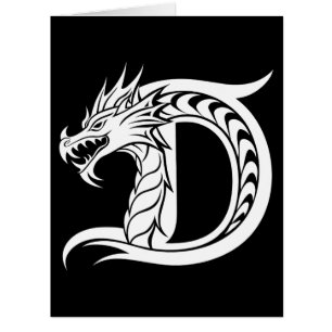 Dragon Styled Letter D, Dragon Alphabet, Monogram Cards
