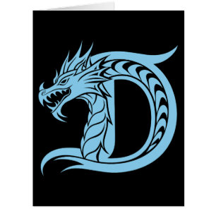 Dragon Styled Letter D, Dragon Alphabet, Monogram Cards