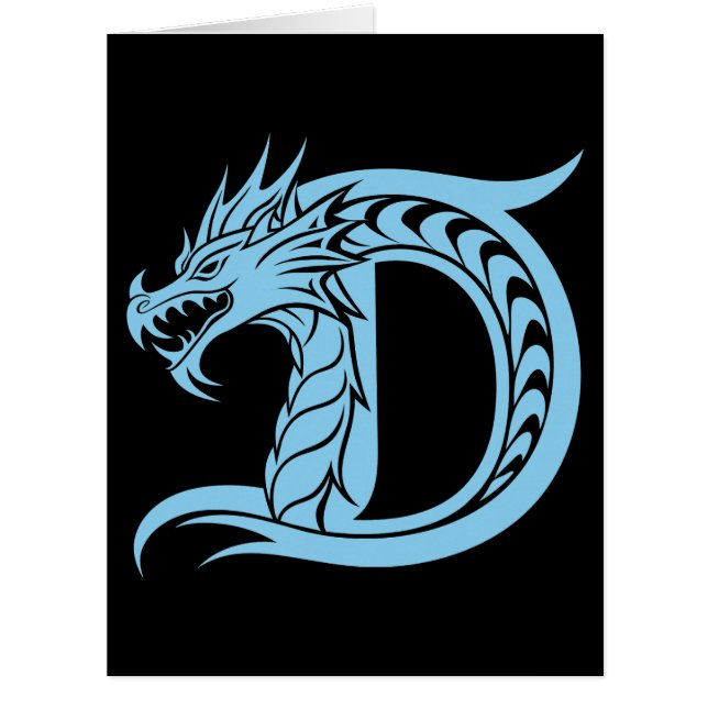 Dragon Styled Letter D, Dragon Alphabet, Monogram Cards (Front)