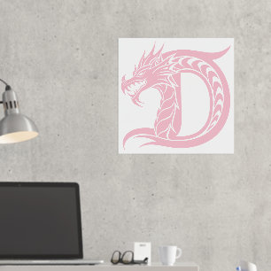 Dragon Styled Letter D, Dragon Alphabet, Monogram Foil Prints
