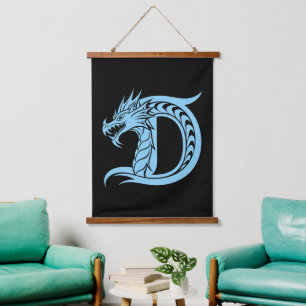 Dragon Styled Letter D, Dragon Alphabet, Monogram Hanging Tapestry
