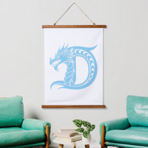 Dragon Styled Letter D, Dragon Alphabet, Monogram Hanging Tapestry