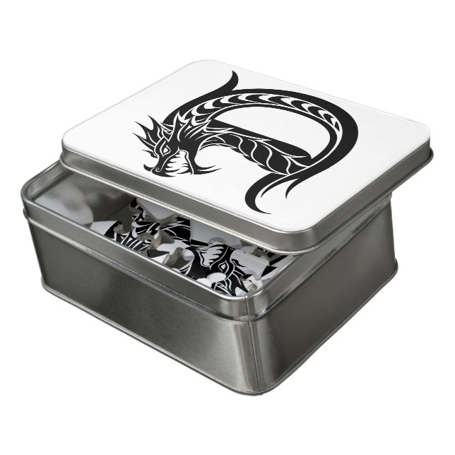 Dragon Styled Letter D, Dragon Alphabet, Monogram Jigsaw Puzzle (Lid Open)