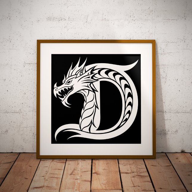 Dragon Styled Letter D, Dragon Alphabet, Monogram Photo Print (Creator Uploaded)