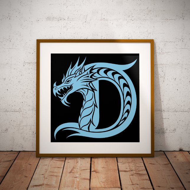 Dragon Styled Letter D, Dragon Alphabet, Monogram Poster (Creator Uploaded)