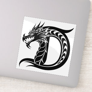 Dragon Styled Letter D, Dragon Alphabet, Monogram Sticker