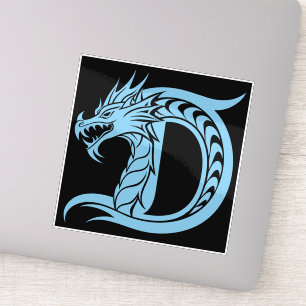 Dragon Styled Letter D, Dragon Alphabet, Monogram Sticker