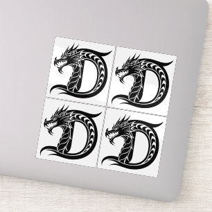 Dragon Styled Letter D, Dragon Alphabet, Monogram Sticker