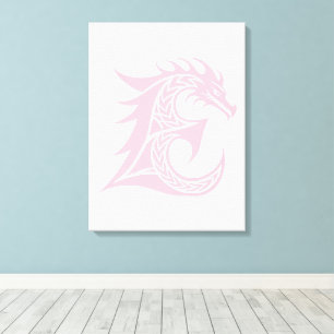 Dragon Styled Letter E, Dragon Alphabet, Monogram Canvas Print