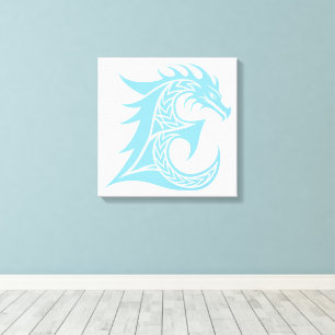Dragon Styled Letter E, Dragon Alphabet, Monogram Canvas Print