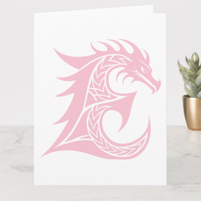 Dragon Styled Letter E, Dragon Alphabet, Monogram Card (Small Plant)