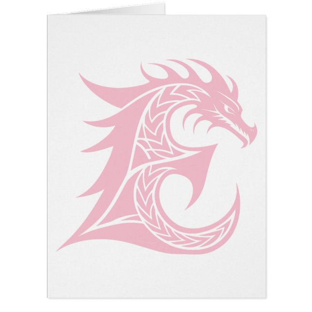 Dragon Styled Letter E, Dragon Alphabet, Monogram Cards (Front)