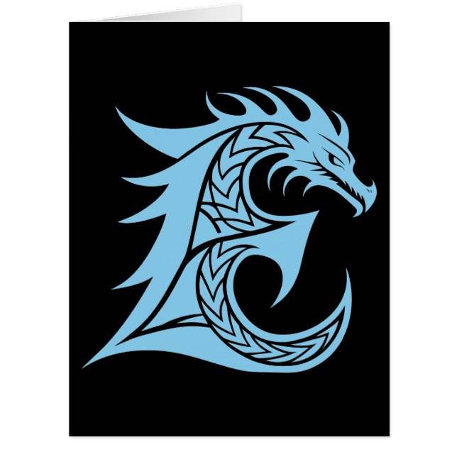 Dragon Styled Letter E, Dragon Alphabet, Monogram Cards (Front)