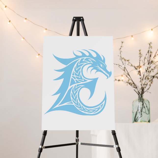 Dragon Styled Letter E, Dragon Alphabet, Monogram Foam Board (In Situ (Stand))