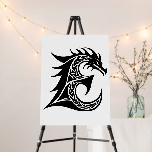 Dragon Styled Letter E, Dragon Alphabet, Monogram Foam Board