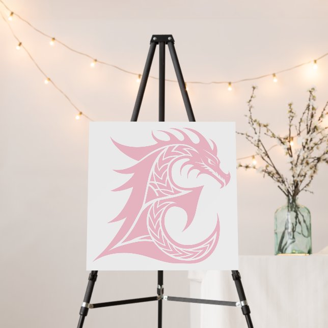 Dragon Styled Letter E, Dragon Alphabet, Monogram Foam Board (In Situ (Stand))
