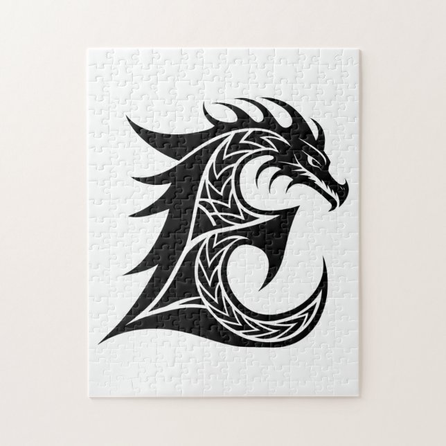 Dragon Styled Letter E, Dragon Alphabet, Monogram Jigsaw Puzzle (Vertical)