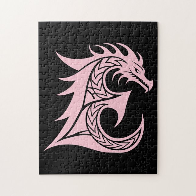 Dragon Styled Letter E, Dragon Alphabet, Monogram Jigsaw Puzzle (Vertical)