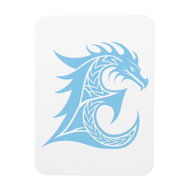 Dragon Styled Letter E, Dragon Alphabet, Monogram Magnet (Vertical)
