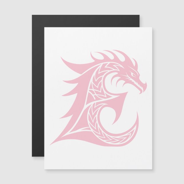 Dragon Styled Letter E, Dragon Alphabet, Monogram Magnetic Invitation (Front/Back)