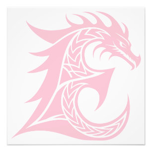 Dragon Styled Letter E, Dragon Alphabet, Monogram Photo Print