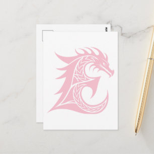 Dragon Styled Letter E, Dragon Alphabet, Monogram Postcard