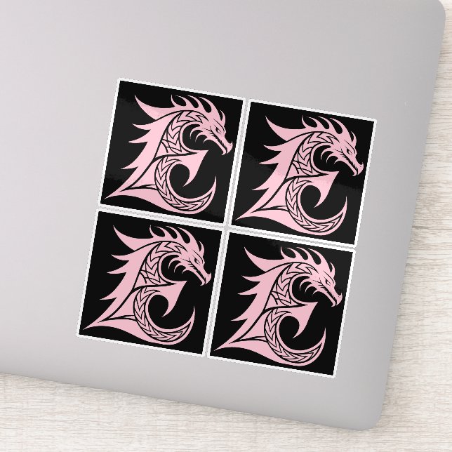 Dragon Styled Letter E, Dragon Alphabet, Monogram Sticker (Detail)