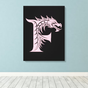 Dragon Styled Letter F, Dragon Alphabet, Monogram Canvas Print