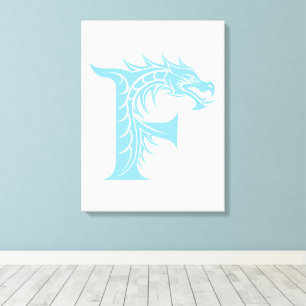 Dragon Styled Letter F, Dragon Alphabet, Monogram Canvas Print