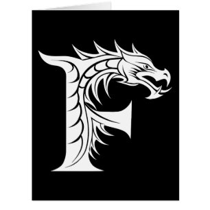 Dragon Styled Letter F, Dragon Alphabet, Monogram Cards