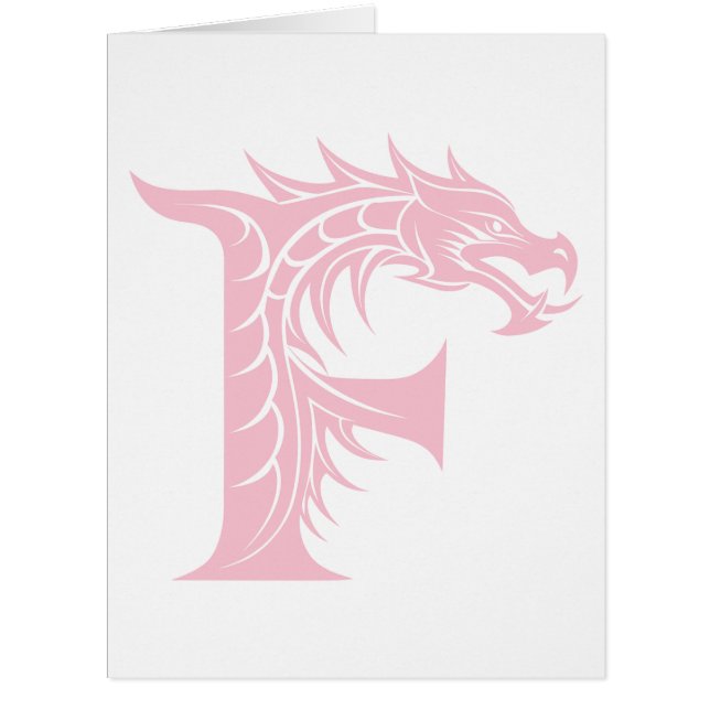 Dragon Styled Letter F, Dragon Alphabet, Monogram Cards (Front)