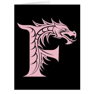 Dragon Styled Letter F, Dragon Alphabet, Monogram Cards
