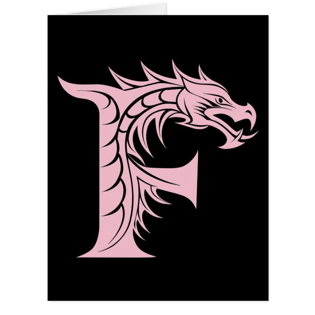 Dragon Styled Letter F, Dragon Alphabet, Monogram Cards (Front)