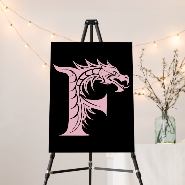 Dragon Styled Letter F, Dragon Alphabet, Monogram Foam Board (In Situ (Stand))
