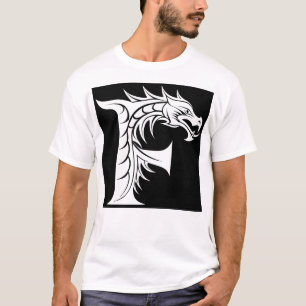Dragon Styled Letter F, Dragon Alphabet, Monogram T-Shirt