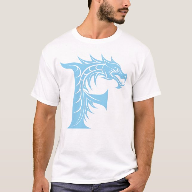Dragon Styled Letter F, Dragon Alphabet, Monogram T-Shirt (Front)