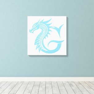 Dragon Styled Letter G, Dragon Alphabet, Monogram Canvas Print